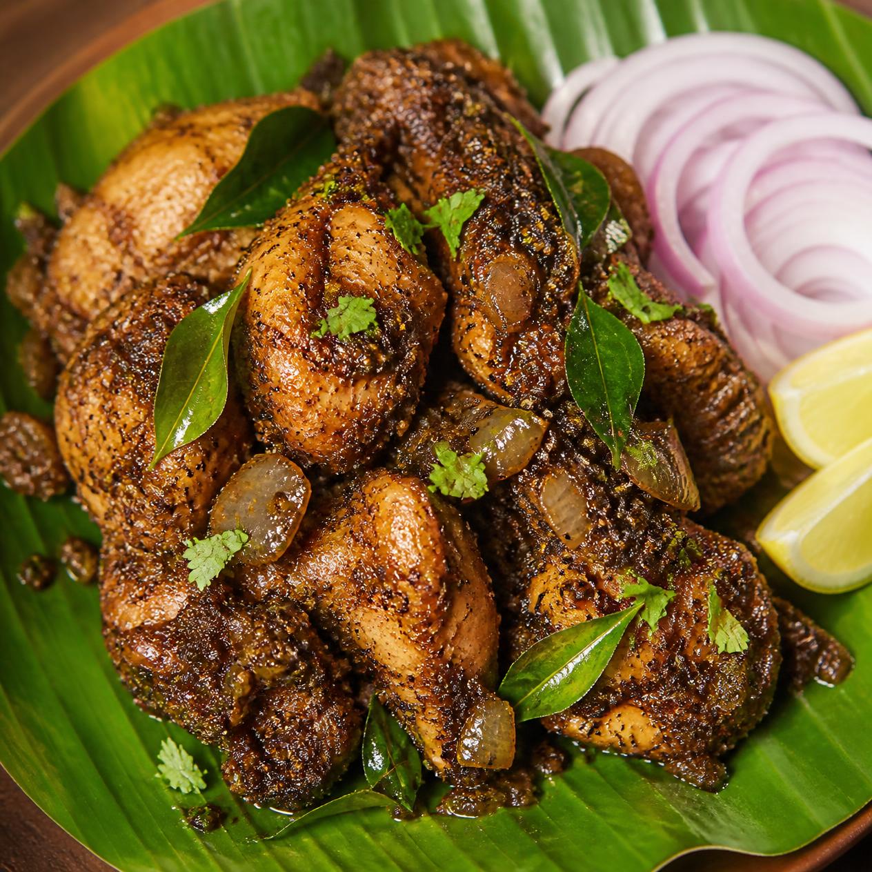 Pepper Chicken Roast at Akka Meen Sapadu, Karaikudi