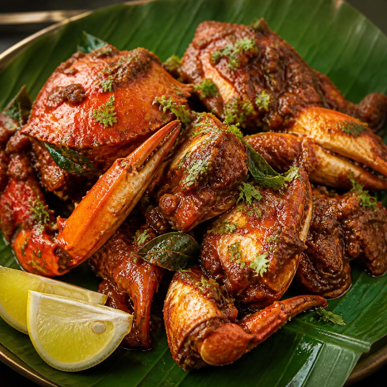 Spicy Crab Masala Fry at Akka Meen Sapadu, Karaikudi